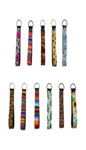 22 designs pulseira chaveiro festa floral impresso corrente neoprene chaveiro pulseira cordão alça de pulso comprimento curto mão para mulheres 8819816