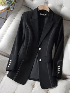 Ternos femininos blazers casaco feminino chique terno jaqueta feminina primavera outono preto blazer vintage outerwear topos moda solto casaco feminino 231211