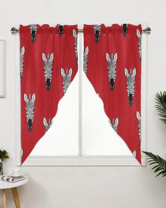 Curtain Zebra Heads Red Animal Window Treatments Curtains For Living Room Bedroom Home Decor Triangular