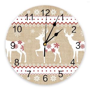 Wall Clocks Christmas Winter Elk Snowflakes Vintage Large Kids Room Silent Watch Office Decor 10 Inch Hanging Gift