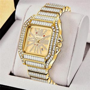 Zegarek zegarków na rękę na rękę kwarcowy Mężczyzna stal nierdzewna Business Diamond Watch Top Clock Hip Hop Relogio Feminino3070