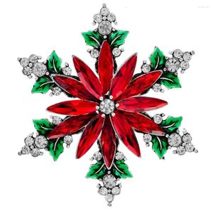 Brooches CINDY XIANG Silver Color Snowflake Pin Christmas Red And Green For Women Vintage Accessories Party Decorations