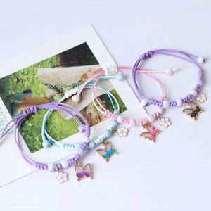 Charm-Armbänder, verstellbares Blumen-Anhänger-Armband, handgefertigt, geflochtenes Seil, Schmuck, Freundschaft für Mädchen und Frauen