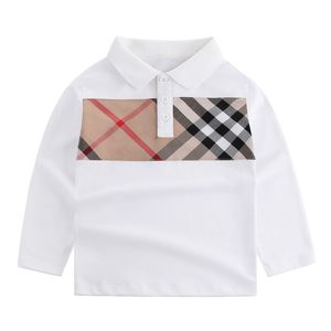 Bambino del ragazzo Polo Tops Lattice Stripe manica lunga per bambini T-shirt in cotone Ragazzi T Shirt per bambini Maglietta Autunno Bambini Vestiti per bambini