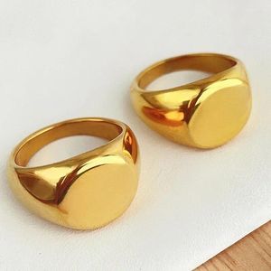 Klusterringar vintage chunky rostfritt stål ring för kvinnor män hip hop rock guld färg mode smycken födelsedagspresent