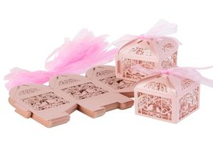 Romantic Hollow Out Love Birds Laser Cut Square Wedding Favor Candy Boxes Bridal Shower Party Favor Gift Boxes Ribbon Included5180614