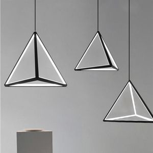 Nowoczesne urządzenie oświetleniowe wiszące LED Nordic czarny trójkąt wisząca lampa kuchnia salon jadalnia sypialnia domowa dekoracje 276Q