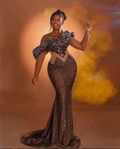 Aso Ebi African Sweetheart Prom Dress For Black Girls Beaded Crystal Sequined Birthday Party Gown Mermaid Vestidos De Noche