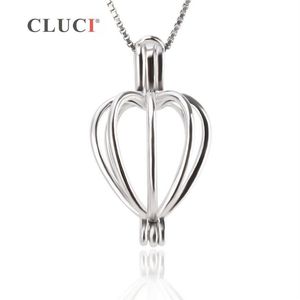 Cluci Heart Cage Pendant 925 Sterling Silver Pearl Pendant 3st Beads Holder Accessories for Women Authentic Silver Jewelry S1810257S