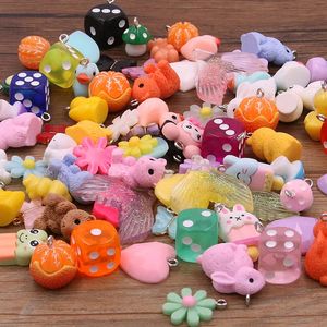 Charms 10Pcs 26 Styles Mix Fruit Animals Flowers Sieve Resin Earring Charms Diy Findings Keychain Bracelets Pendant For Jewelry Making 231208
