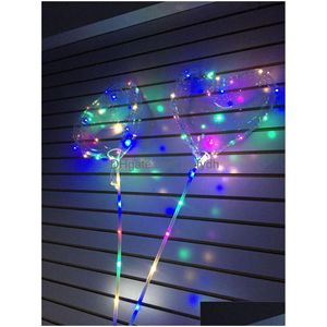 Parti Dekorasyon Sevgililer Günü Hediyeleri LED Love Heart Bobo Ball Balonlar Falshing Lights Net Balon Flash Air Christmas Düğün Dr Dhkdy