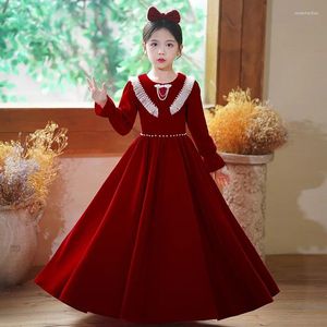 Mädchen Kleider Mädchen Kleid Herbst Winter Fleece Für Kinder Prinzessin Ballkleid Abend Geburtstag Party Vintage Rot Lang