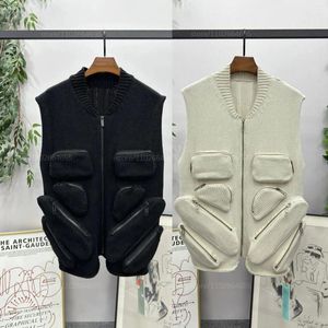 Men's Vests Autumn And Winter Functional Work Clothes Zipper 8 Pocket Tank Sweater Top Of The Line High Weight Street Knitwear