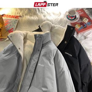 Jaquetas masculinas Lappster Homens Fleece Harajuku Quente Parkas Mens Coreano Moda Streetwear Jaqueta de Inverno Estilo Japonês Vintage Bolha Casaco 231208