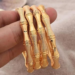 18k etíope ouro cor pulseira para mulheres dubai fosco sorte bambu casamento pulseira africano árabe jóias médio oriente223z