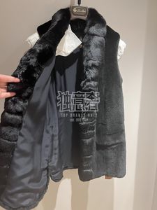 Womens Vest Autumn and Winter Loro Mink Fur Black Vest Coat Piana