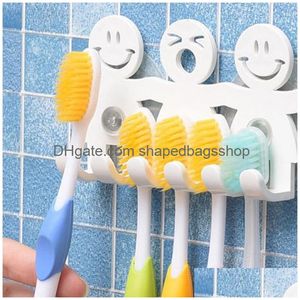 Other Bath & Toilet Supplies Bathroom Sets Cute Cartoon Sucker Toothbrush Holder Suction Hooks 5 Position Tooth Drop Delivery Home Gar Dh6Xr