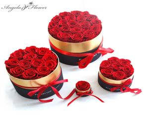 Eternal Rose in Box Zachowane prawdziwe kwiaty róży z zestawem pudełka Prezent Mother039s Day Romantic Valentines Day Prezenty Wholesa1975755