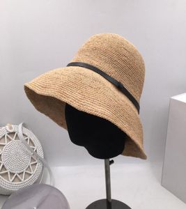 backet hats Fisherman hat female summer big eaves holiday sun hat crochet lafite grass basin cap folding straw hat LJ2011059431869