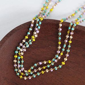 Colar brincos conjunto marka colorido contas de vidro pulseira para mulheres corrente de aço inoxidável moda jóias acessórios femininos