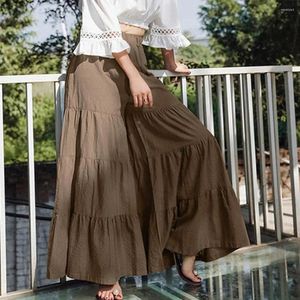 Pantaloni da donna Pantaloni eleganti a fette lavabili in vita elastica Pantaloni a gamba larga da donna Gonna a strati Casual Delicati sulla pelle