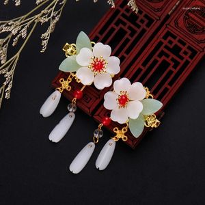 Acessórios de cabelo 1 par meninas chinês hanfu headdress clipe flor borla hairpin para festival de primavera ano infantil