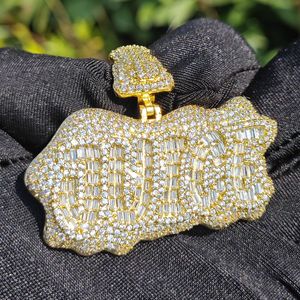 Özel VVS Moissanite Diamond Buzlu Kolye 18K Altın Kaplama Gümüş Hip Hop Kolye