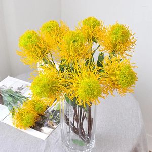 Dekoratif Çiçekler Yapay Çiçek Şubesi Floked Pin Yastık Çiçek Floral Sahte Chrysantemum Diy Düğün Partisi Ev Vazo Düzenleme Dekoru Po