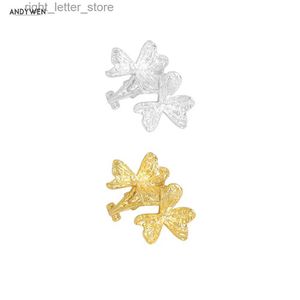 Stud Andywen 925 Sterling Silver Plain Flower Ear Cuff Non Piercing Clips Earcuff Brinco 2021 Presente de Casamento Simples Jóias Pendiente YQ231211