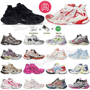 Sapatos de vestido de luxo Runner 7.0 Platform Trainer 7 Graffiti Preto Vermelho Borgonha Desconstrução Faixas Retro Sneaker Homens Mulheres Corredor 7 Jogging Outdoor Caminhadas Tamanho 35-46