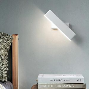 Wall Lamp Nordic Simple Aluminum LED Modern Adjustable Lighting White Brown Light With Switch Home Sconce Stairway Bedside