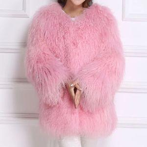 Women's Fur Faux Winter Autumn Fashion Real Jacket Women Genuine Mongolia Sheep Coat HT72 231211