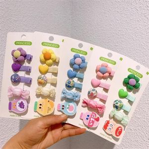 Accessori per capelli 5 pezzi per bambini, simpatici cartoni animati, clip per bottiglie di bevande, moda coreana, dolce ragazza, caramelle, fiori, forcine