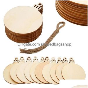 Andere Event Party Supplies 10 Stück Frohe Weihnachten Holz runde Kugeln Tags Kugeln Dekoration DIY Handwerk Ornamente Neujahr Navidad Dezember Dhgmn