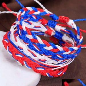 Charm Bracelets Waterproof Wax Thread Bracelet Set For Women Handwoven Rope Independence Day Five Point Star Pentagram Beach Friends Dhymk