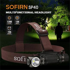 Outros artigos esportivos Sofirn SP40 XPL 5300K LED EDC Farol 18650 Lâmpada de cabeça recarregável 1200lm Tocha de pesca ao ar livre brilhante com tampa traseira magnética 231211