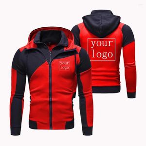 Jaquetas masculinas personalizadas seu logotipo homens casuais hoodies jaqueta outono inverno masculino retalhos ao ar livre zíper moletom casaco 2024