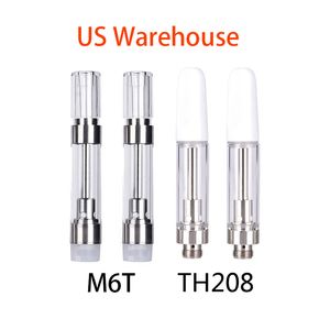 I lager USA Warehouse M6T Th205 Oljevagnar Atomizers Ceramic Coil Tomt Tank 510 Thread Fit Max Lo Batterin Pen Thick Oil Atomizer Glass Tank