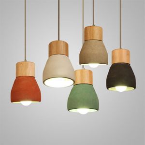 Loft Pendant Lamps Industrial LED Chandeliers Light Cement Wood Art Fixture Ceiling Chandelier209N