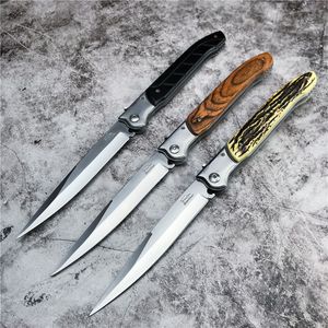 12-Inch Large Spring-Assisted Tactical Knife - Wooden Handle, Folding Stiletto, Military-Grade Hunting Blade