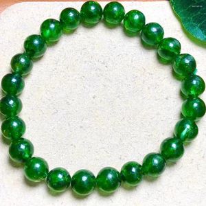 Bağlantı Bilezikleri Doğal Yeşil Diopside Bilezik Kristal Yuvarlak Boncuklar Kadın Adam Nadir Noel Hediyesi 1 PCS 7/10mm