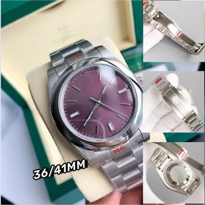 Klasyczny zegarek męski 41 mm/36 mm damski pasek 904L Light Purple Dial Watch 2813 Ruch Luminous Sapphire Waterproof Watch Montreux Jason 007