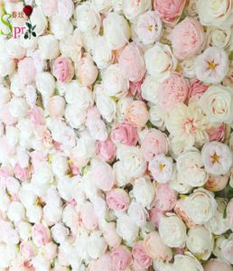 SPR 4ft8ft Blush Pink Wedding Rose Roll Up Flower Wall Backdrop人工フラワーテーブルセンターピースアレンジメント装飾8566148