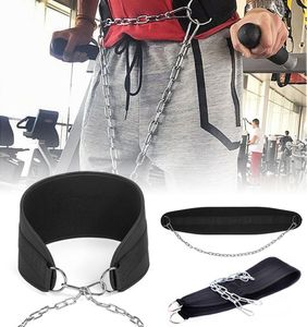 Cintura per sollevamento pesi in neoprene spesso con cintura per immersione a catena per trazioni al mento Kettlebell Bilanciere Fitness Bodybuilding Gym6810412