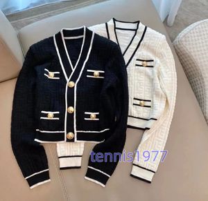 European fashion women's jacket V-neck knitted cardigan women's spring and autumn hot style single breasted long sleeved shirt