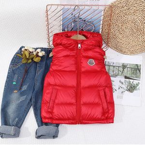 2023 Childrens Down Jacket Boys Girls Hoodie Kids Clothes Baby Vest Hooded Thickened Medium And Large Children Light Thin Vest For External Wear CSD2312114