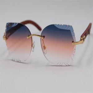 Дизайнерские мужские и женские солнцезащитные очки без оправы T8200762 Очки с резными деревянными линзами, солнцезащитные очки унисекс, крючки2222