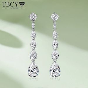 Dangle żyrandol tbcyd 1698CTTW D Kolor Pełne krople kolczyki dla kobiet S925 Srebrne Srebrne Diamond Studs Uszcze