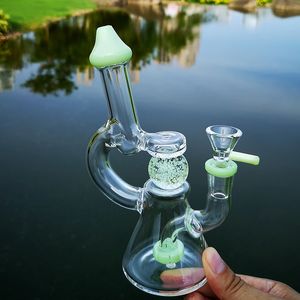 Glow in the dark Ball Narghilè Bong in vetro 4mm Mini Dab Rig soffione doccia perc 14,5mm Femmina Oil Rigs Tubi dell'acqua con ciotola XL-341