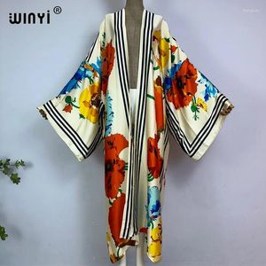 Women's Swimwear WINYI Kimono Summer Print Boho Kaftans For Woman Cover-up Elegant Cardigan Sexy Holiday Maxi Beach Wear Swimsuit Party